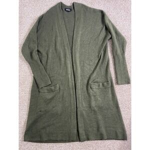 Express‎ Womens Open Front Green Cardigan Relaxed Fit Pockets Size M